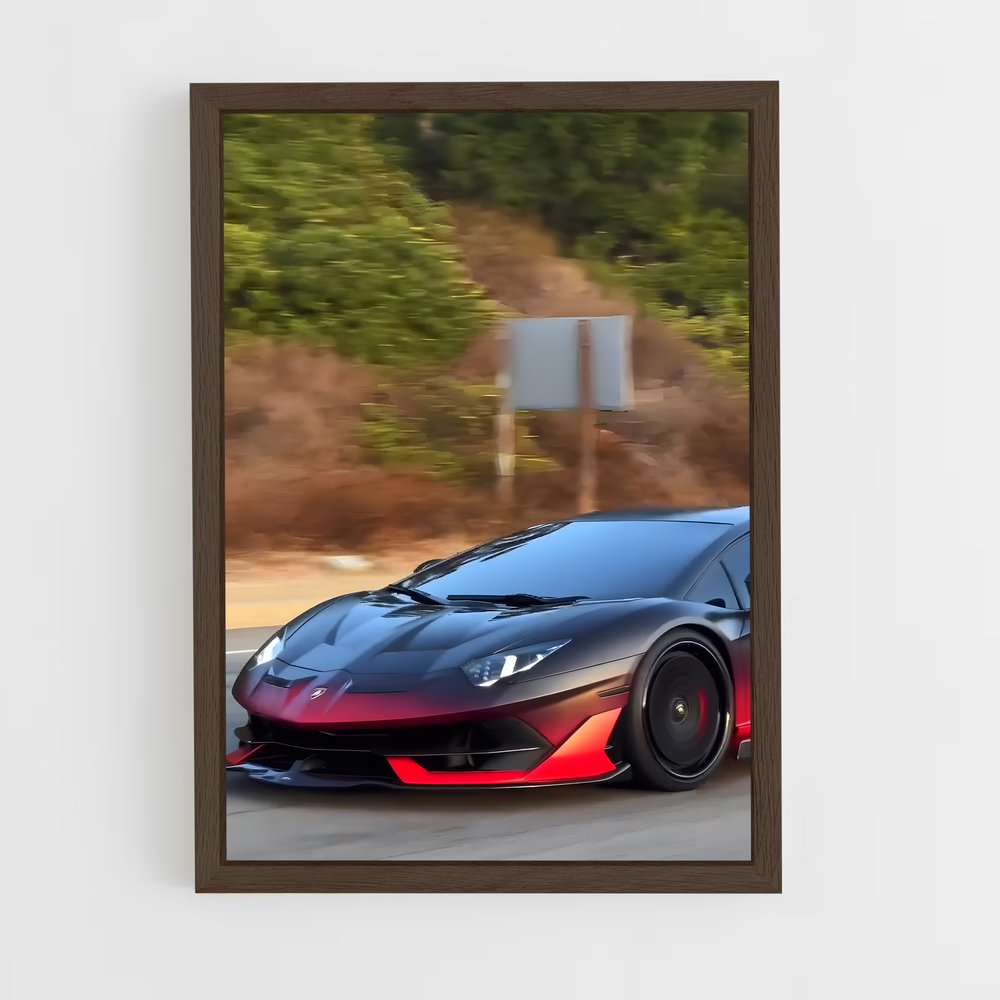 Poster Aventador Noir et Rouge – affiche Lamborghini (vue 5)